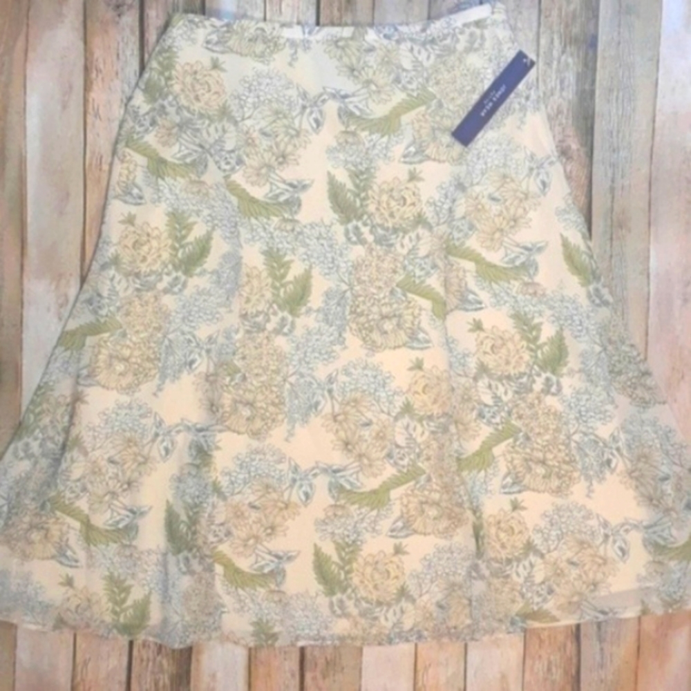 Jones Wear‎ Lemon Yellow Floral Skirt 4P NWT